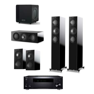 Домашний кинотеатр 5.1 KEF R5 Gloss Black + AV-ресивер Onkyo TX-RZ50 B M2